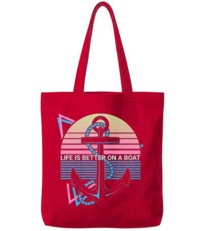 Funny Boating Retro Tote Bags - Red