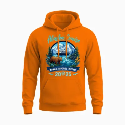 Funny Matching Family Friends and Group Alaska Cruise 2025 Unisex Hoodie - Safety Orange