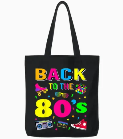 80s Retro Motto I Love 80's Tote Bags - Black