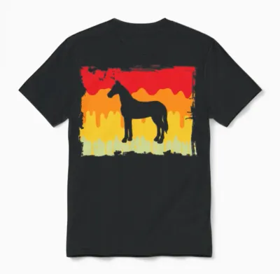 Horse Retro Unisex T-Shirt - Black