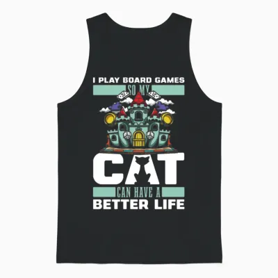 Board Games Cat Unisex Tank Top - Black