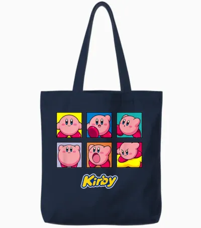 Kirby Vintage Panel Collage Poster T-Shirt - Unisex-Kids - Black - Small Tote Bags - Navy