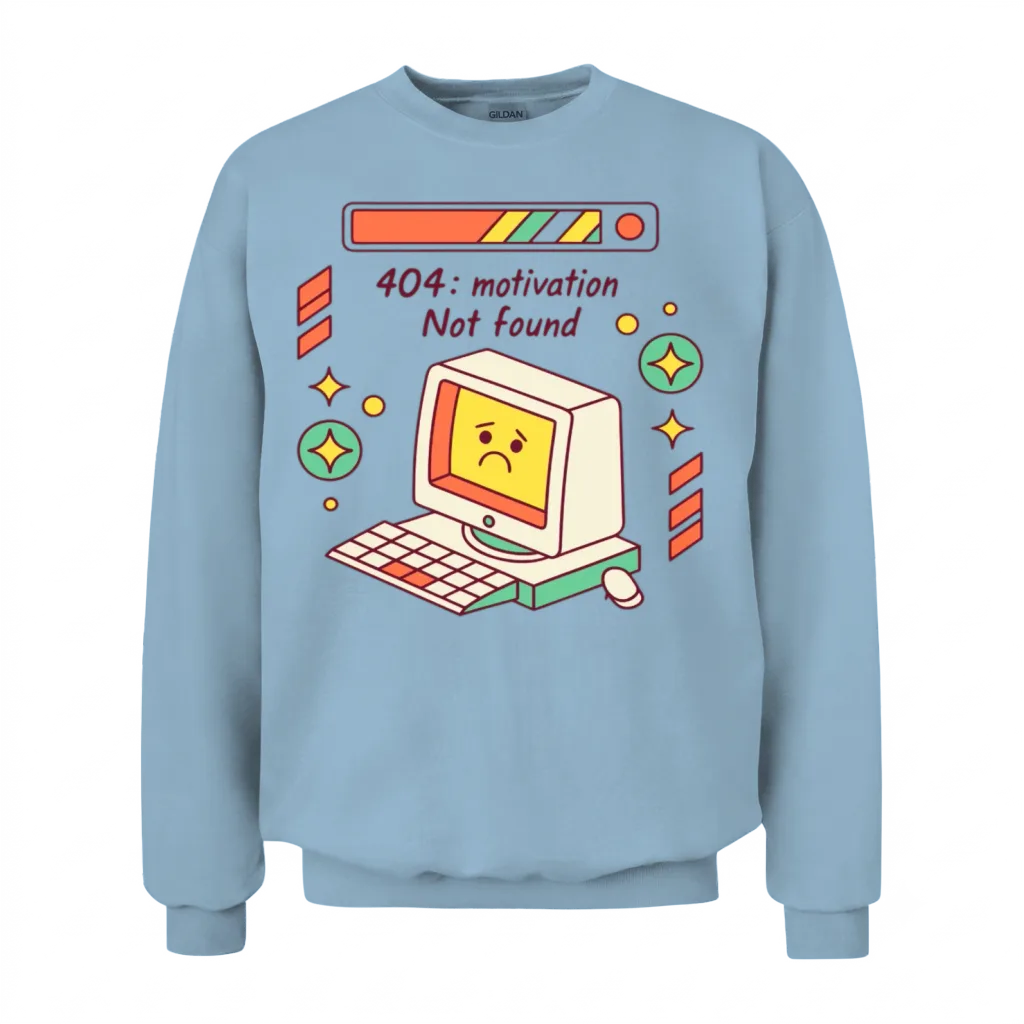 Retro Computer 404 Mood Unisex Sweatshirt - Light Blue