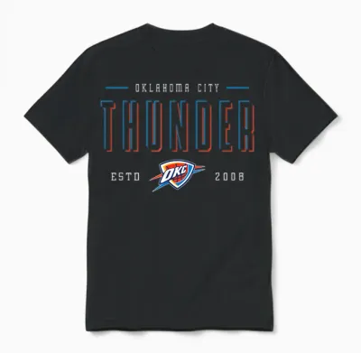 Nba Official Oklahoma City Thunder Negative Space Unisex T-Shirt - Black