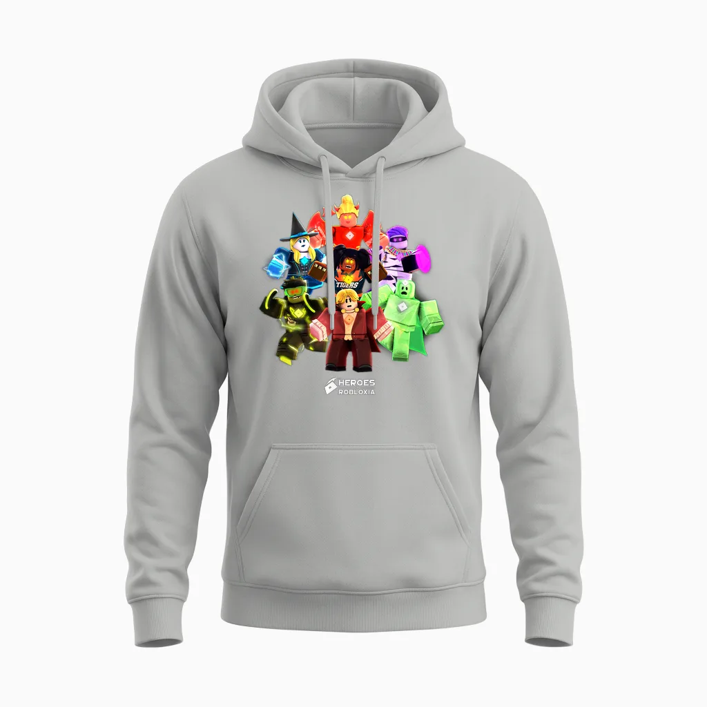 Roblox Halloween Heroes Black T-Shirt - Classic Fit, Crew Neck, Short Sleeve, Casual Unisex Hoodie in Ash