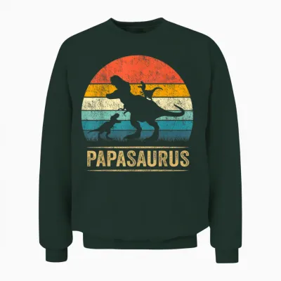 Papasaurus Dinosaur Papa Tyrannosaurus Dino Twin Pack Unisex Sweatshirt - Forest