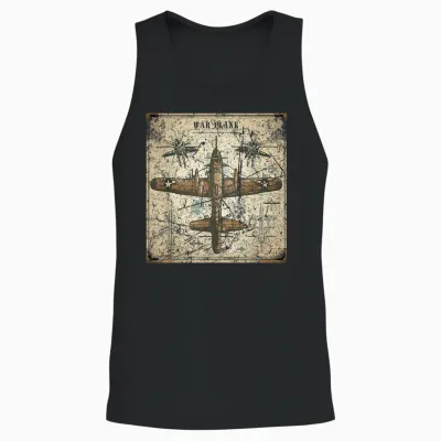 Retro War Plane Ww2 Shirt Blueprint World War 2 Unisex Tank Top - Black
