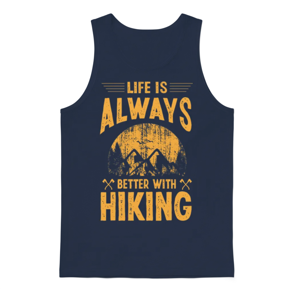Life Is Always Better with Hiking Unisex Tank Top - Navy