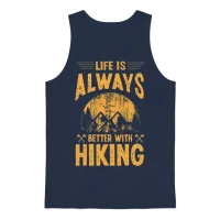 Life Is Always Better with Hiking Unisex Tank Top - Navy – 1