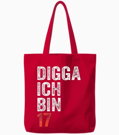 Digga Ich Bin 17 Jahre Geburtstagsgeschenk 17. Geburtstag Tote Bags - Red