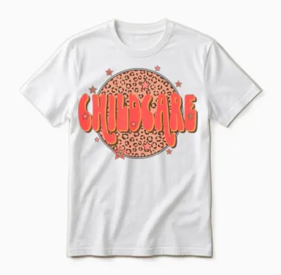 Retro Groovy Leopard Childcare Unisex T-Shirt - White
