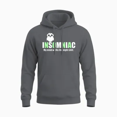 Insomniac Funny Quote Unisex Hoodie - Charcoal