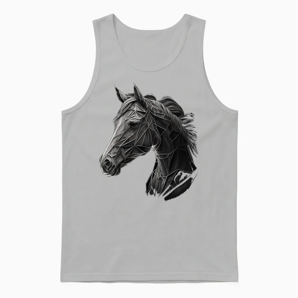 Reiten Kunst Tierdruck Pferd Motiv Pferd Unisex Tank Top in Ash