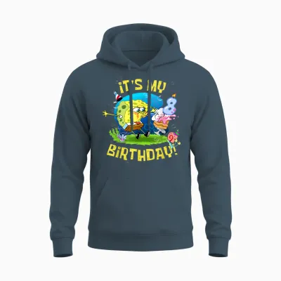 Spongebob It's My 8th Birthday Cake Eight Years Spongebob Unisex Hoodie - Dark Heather