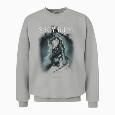 Ripple Junction X Elder Scrolls Dragonborn in Silhouette T-Shirt, Black Unisex Sweatshirt - Ash