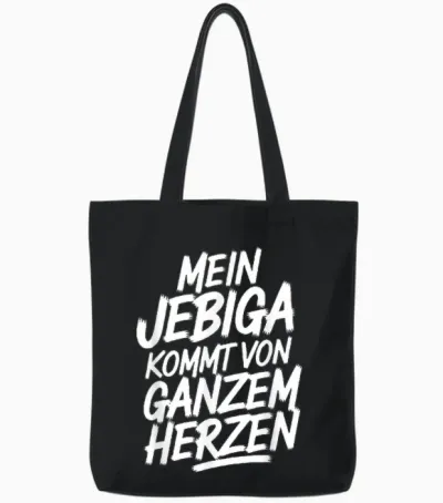 Mein Jebiga Kommt Von Ganzem Herzen Tote Bags - Black