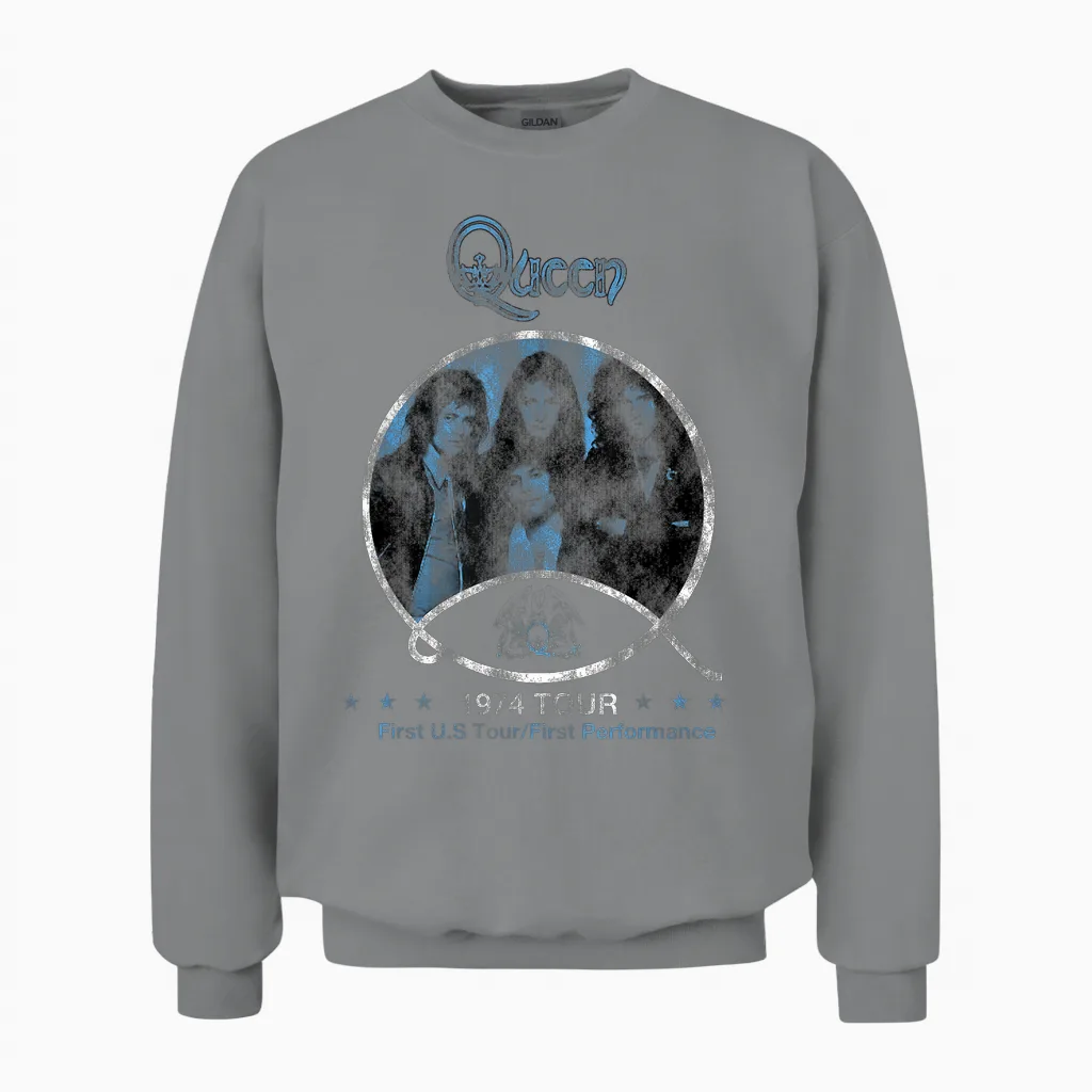 Official Queen 1974 Unisex Sweatshirt in Sport Grey