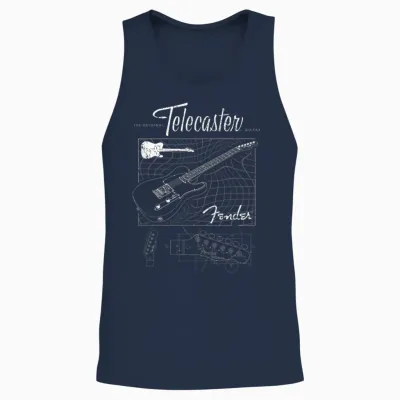 Fender the Original Telecaster Guitar Schematic Unisex Tank Top - Navy