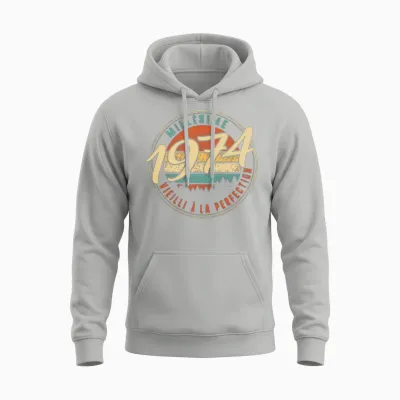 Millesime 1974 Vieilli a La Perfection Humour Unisex Hoodie - Ash