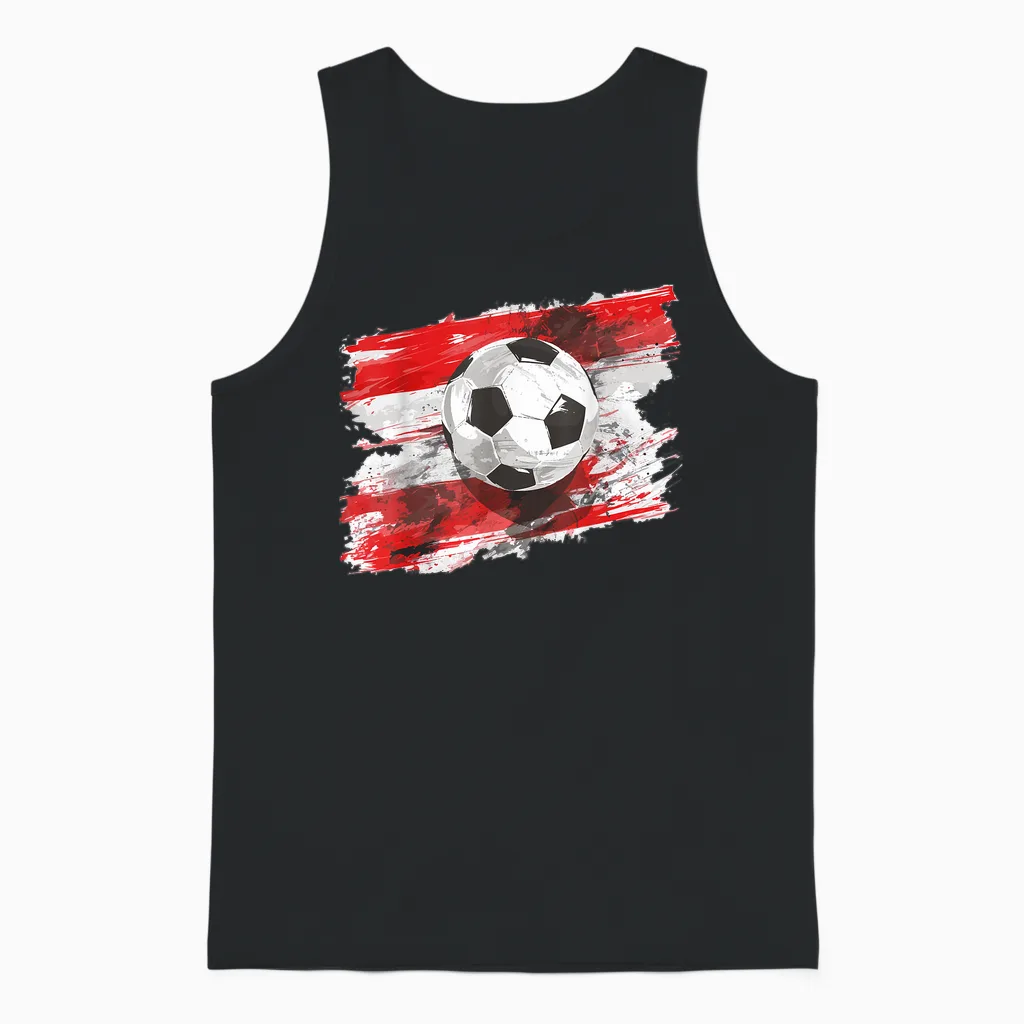 österreich T-Shirt Flagge Fußball Austria Herren & Damen Unisex Tank Top in Black
