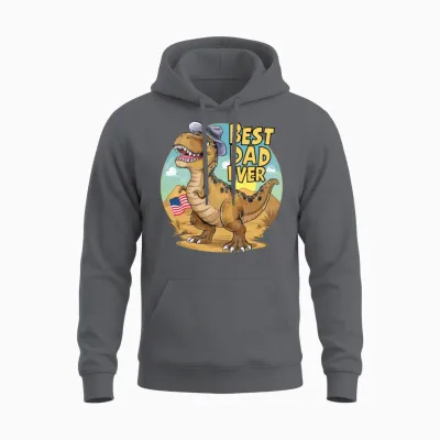 Father's Day Usa T-Rex Best Dad Ever Unisex Hoodie - Charcoal