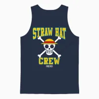 One Piece Anime Straw Hat Crew Athletic Type Jolly Rogers Unisex Tank Top in Navy - 1