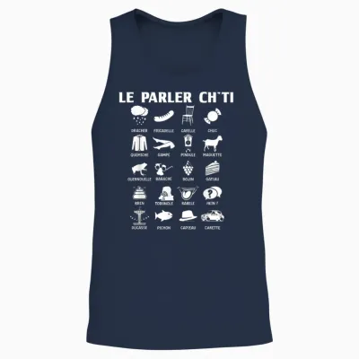 Humor Ch'ti Patois Vocabulary Expression Gift Region T-Shirt, Black, S Unisex Tank Top - Navy
