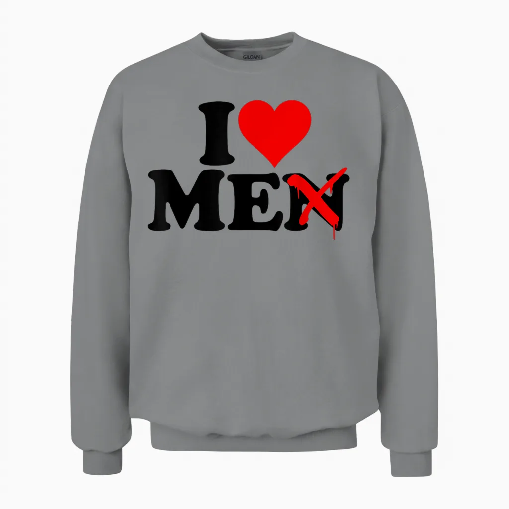I Love Heart Me Men Unisex Sweatshirt in Sport Grey