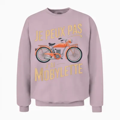 Je Peux Pas J'ai Mobylette Man Funny Motobecane Gift T-Shirt, Black, S Unisex Sweatshirt - Light Pink