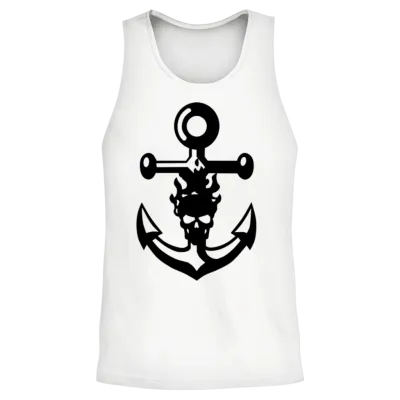 Anchor Skull Unisex Tank Top - White
