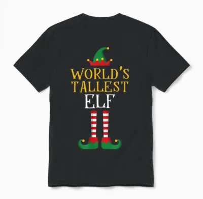 World's Tallest Elf T Shirt Xmas Tall Matching Family Helper Unisex T-Shirt - Black