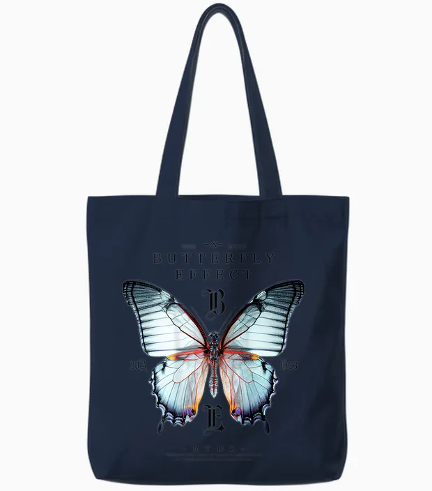 Effect Butterfly Insect Moth Butterfly Chaos Butterfly T-Shirt, Gray Tote Bags in Navy