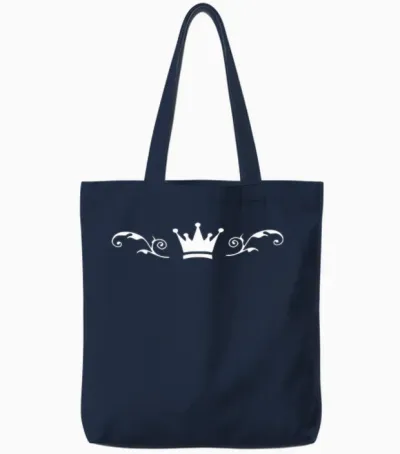 Crown White Tote Bags - Navy