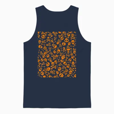 Motif Tête De Mort Et Os Croisés - Graphique Gothique D'halloween Unisex Tank Top - Navy