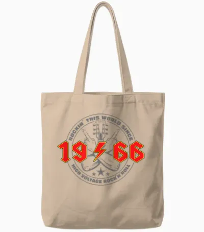 Rock'n'roll 1966 High Voltage Retro Music Birthday Tote Bags - Natural