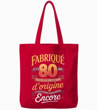 Fabriqué Il Y a 80 Ans Vintage 80 Ans Anniversaire Blague Tote Bags - Red