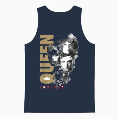 Queen Official Faces Ink Forever T-Shirt, White, S Unisex Tank Top - Navy