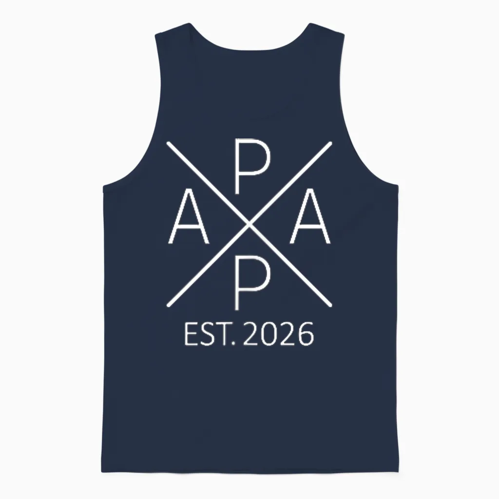Papa Est. 2026 Dad Since 2026 Papa 2026 Unisex Tank Top in Navy