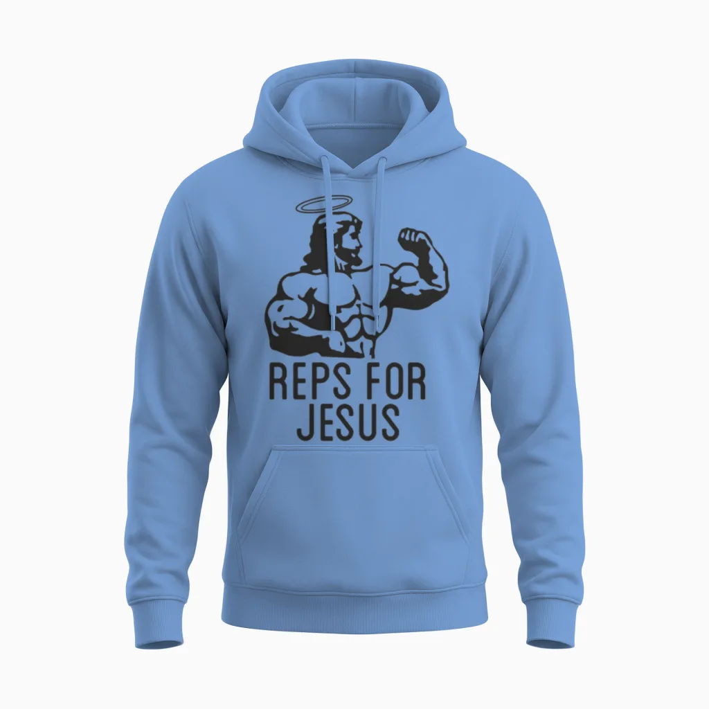 Reps Jesus Funny Christian & Faith Gift Unisex Hoodie in Carolina Blue