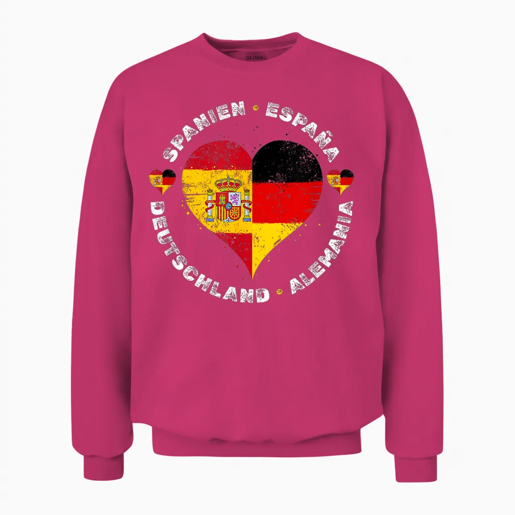 Spanien Deutschland Flaggen Stolze Spanisch Deutsch Fans Unisex Sweatshirt in Heliconia