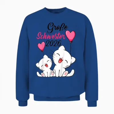 Große Schwester 2026 Baby Ankündigung Katzen Geschwister Unisex Sweatshirt - Royal