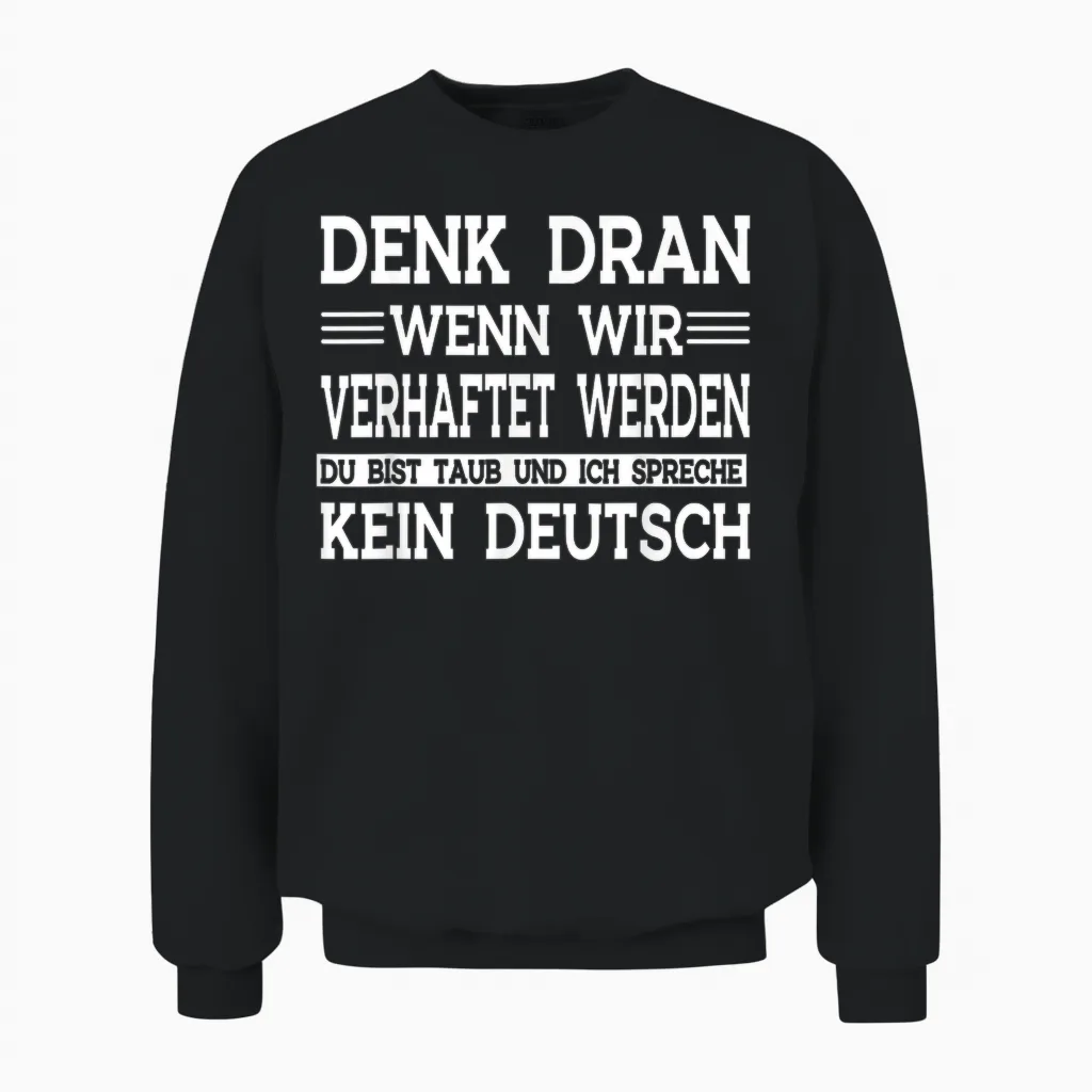 Denk Dran Wenn Wir Verhaftet Werden Du Bist Taub Unisex Sweatshirt in Black