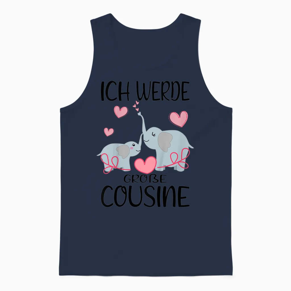 Kinder Bald Große Cousine 2026 Elefanten - Ich Werde Große Cousine Unisex Tank Top in Navy