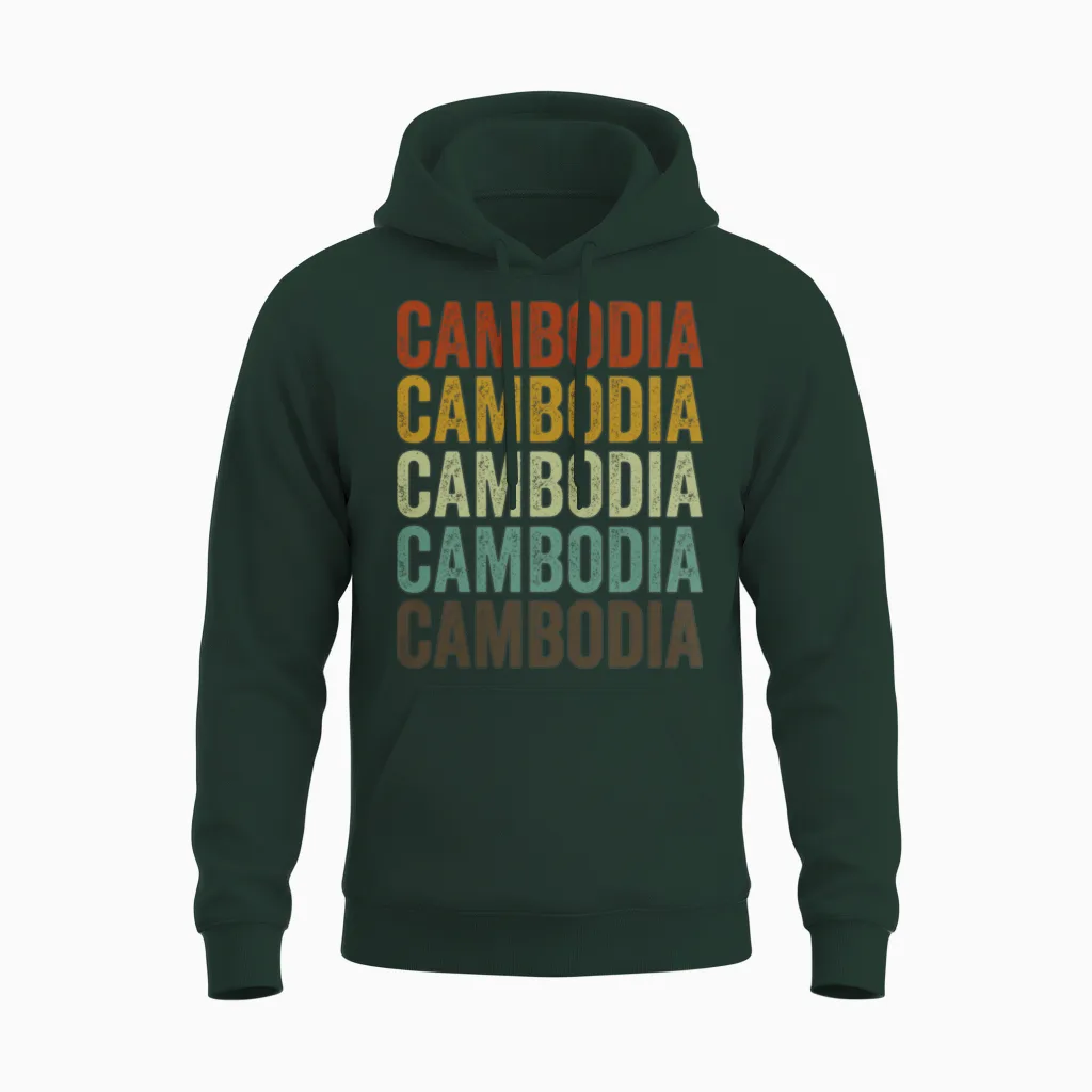 Cambodia Retro Vintage Unisex Hoodie in Forest