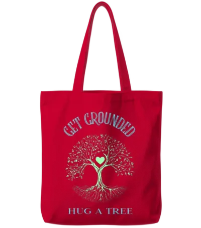 Get Grounded Hug a Tree Tote Bags - Red