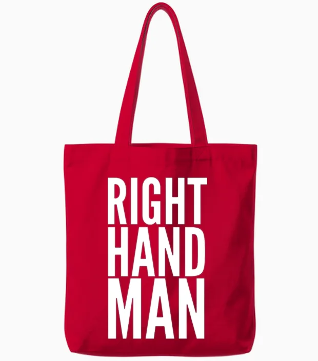 Right Hand Man Tote Bags in Red