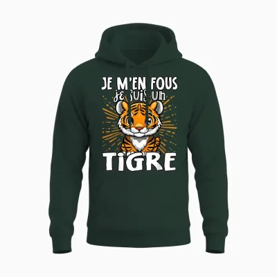 Je M'en Fous Je Suis Un Tigre - Cute Tiger T-Shirt, Black, S Unisex Hoodie - Forest