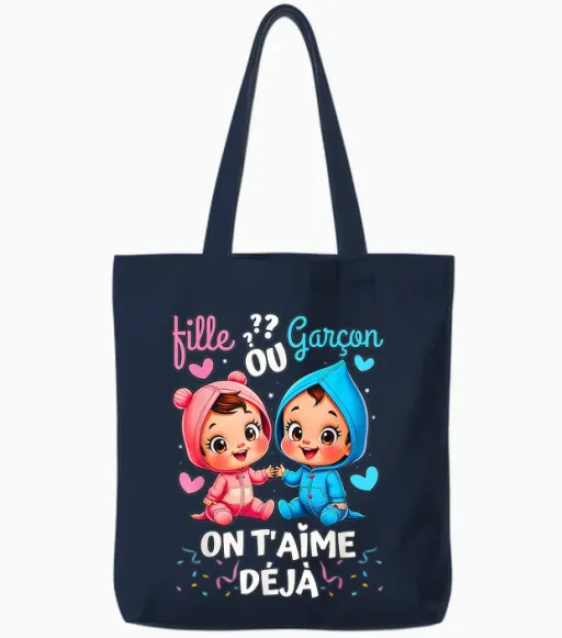 Girl or Boy Party Gender Revelation Baby Baby Shower T-Shirt, Black, S Tote Bags - Navy