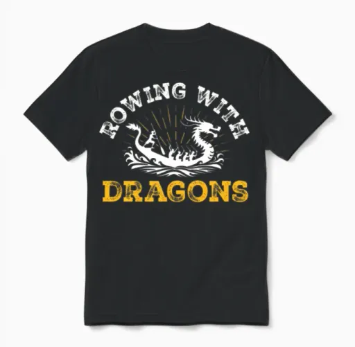 Rowing with Dragons Dragonboat Unisex T-Shirt in Black