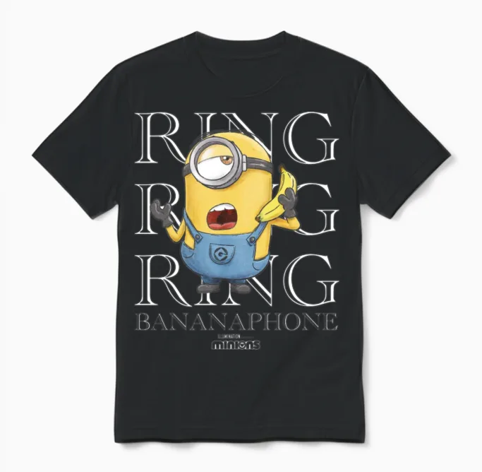Minions Ring Ring Ring Bananaphone Rings Unisex T-Shirt in Black